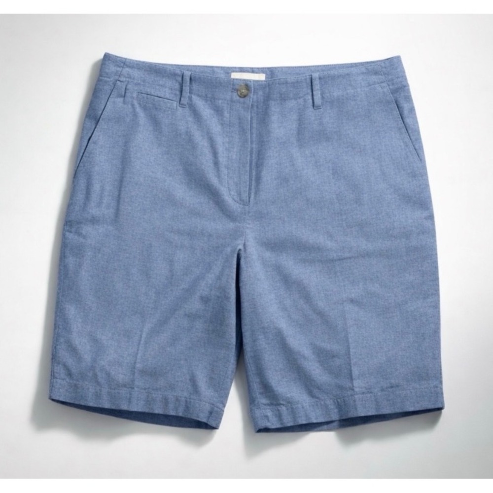 Talbots Petite Blue Cotton Chino Shorts 16P Minimalist Preppy Old Money
